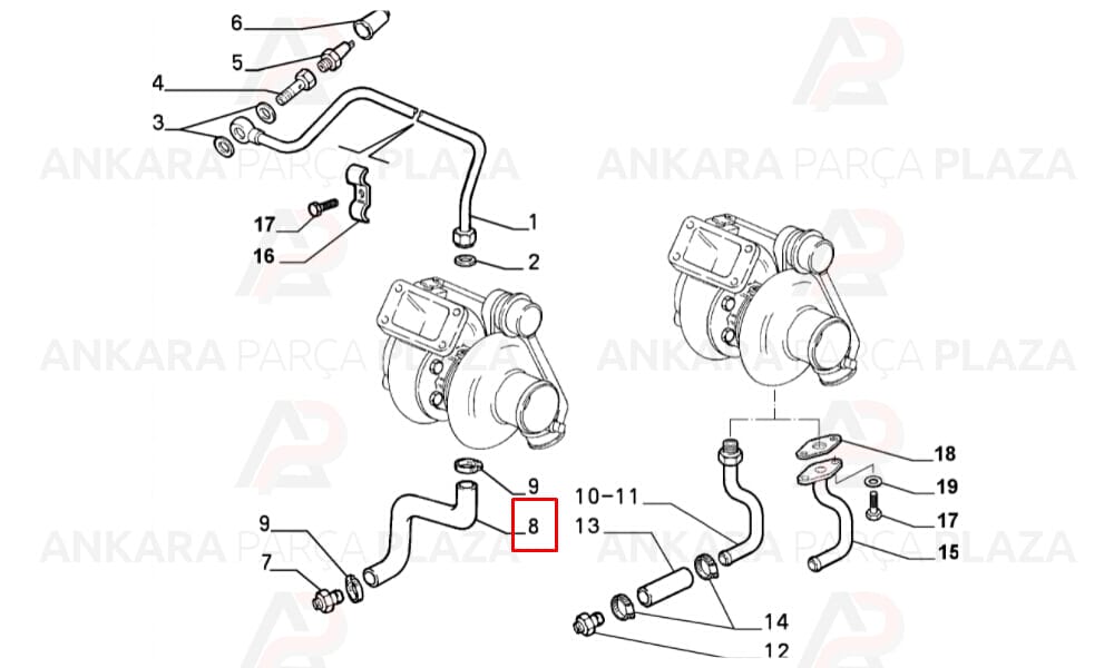 Ducato 2.5D Turbo Hortumu 1994 - 2002 Ytt