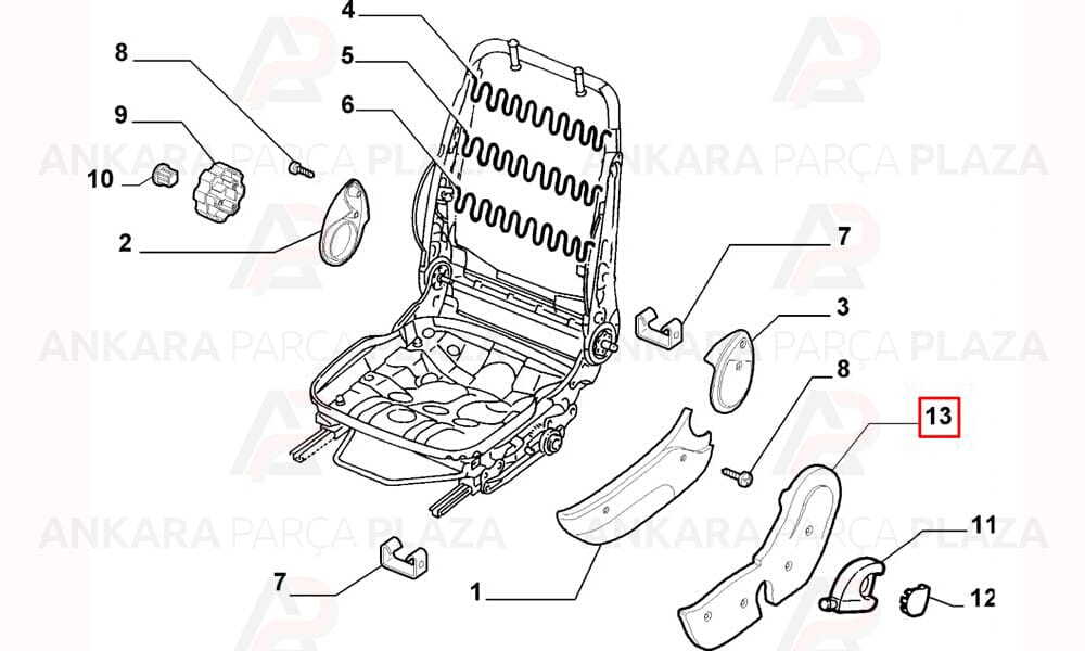 Albea 05 - 13 Koltuk Yan Plastiği Sol 98845827