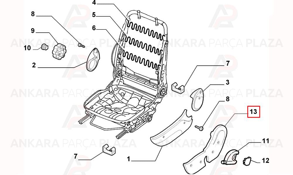 Albea 05 - 13 Koltuk Yan Plastiği Sağ 98845828