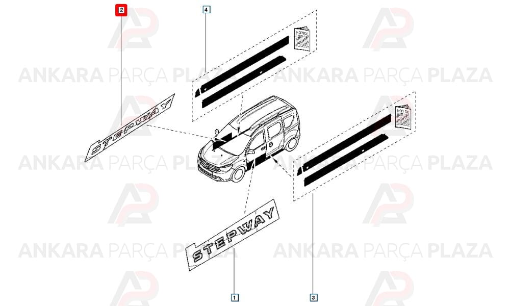 Stepway Yazı Stepway Sandero Y.M Şablonlu Sağ Ön Kapı