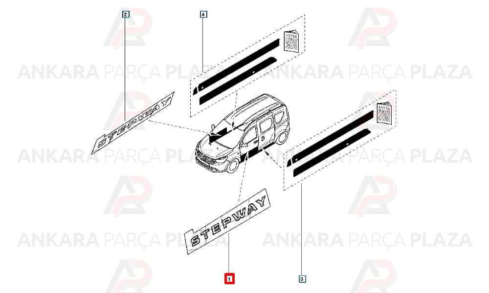 Stepway Yazı Stepway Sandero Y.M Şablonlu Sol Ön Kapı