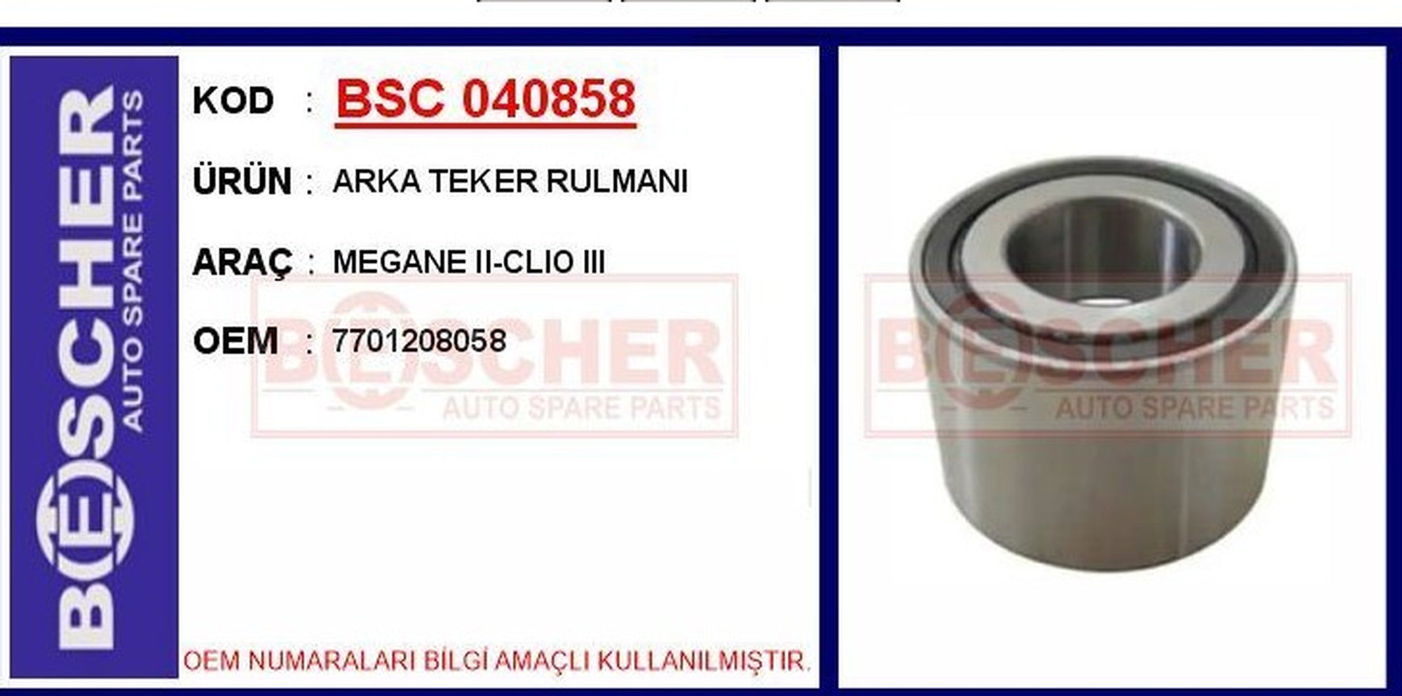 ARKA TEKER RULMANI MEGANE II CLIO III - product