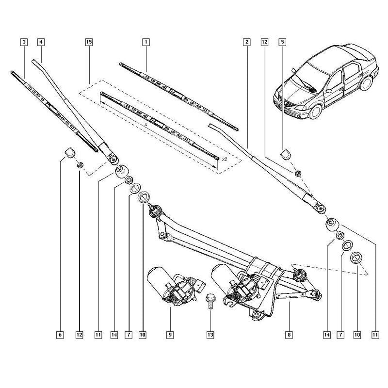 Ön Cam Silgi Süpürgesi Duster Logan Sandero 288906316R