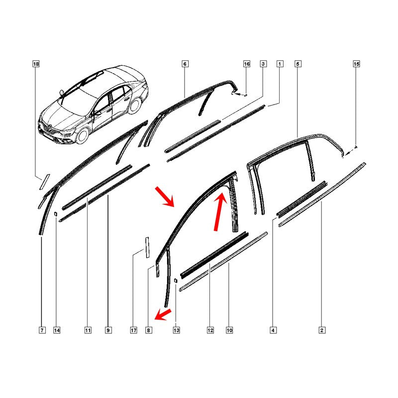 Ön Kapi Cam Fitili Sol Megane 4 Sedan 803314996R