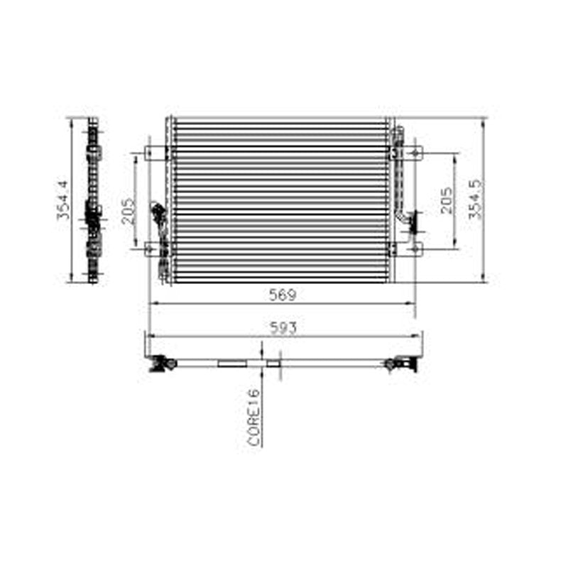 Klima Radyatörü Kondenser 1 Sıra Alüminyum Sistem 445X350X16 Fiat Albea 1.2 1.6
