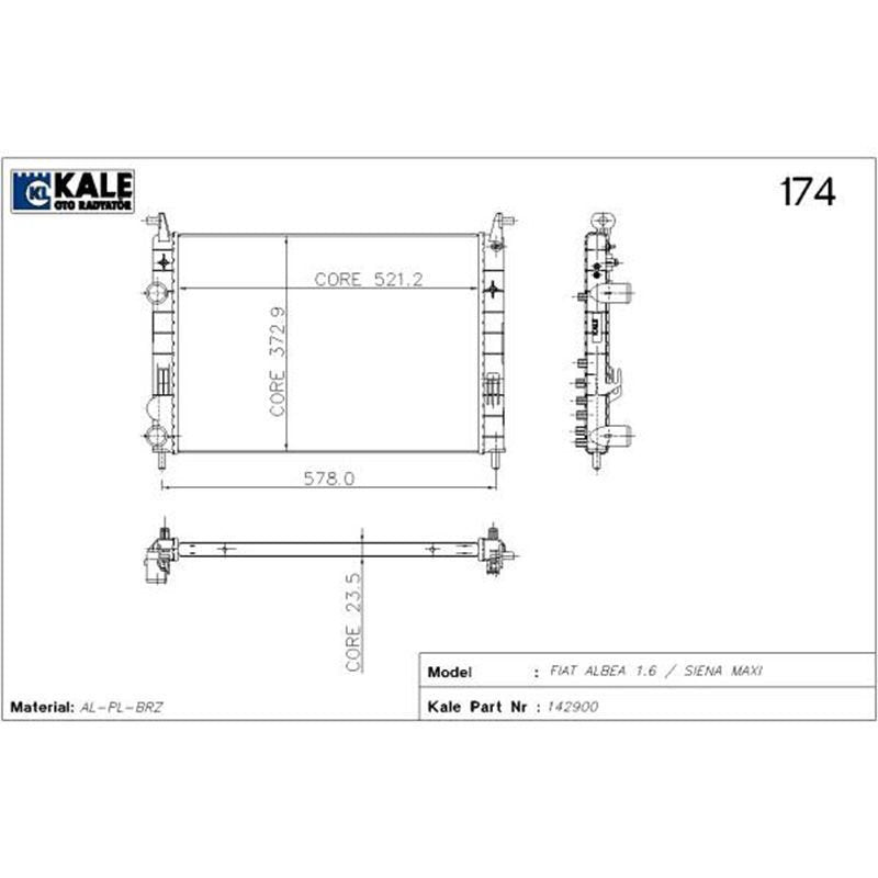 Su Radyatörü Fiat Palio 1.2 - 1.6 16V, Albea 1.4 - 1.6 16V