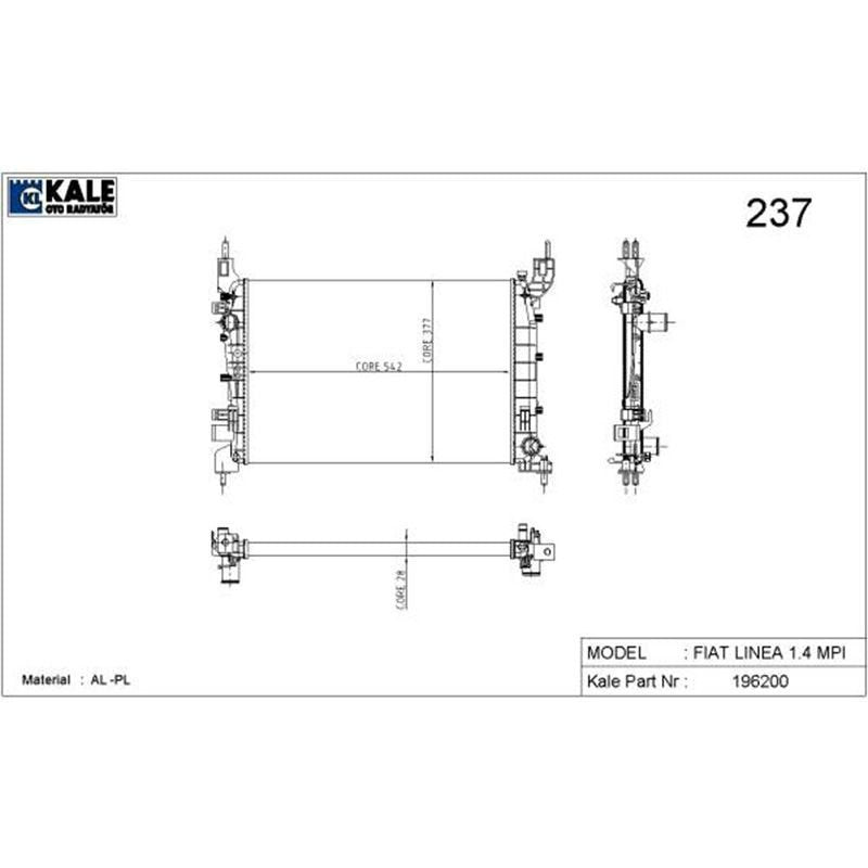 Su Radyatörü 1 Sıra Alüminyum Sistem Fiat Linea 1.4