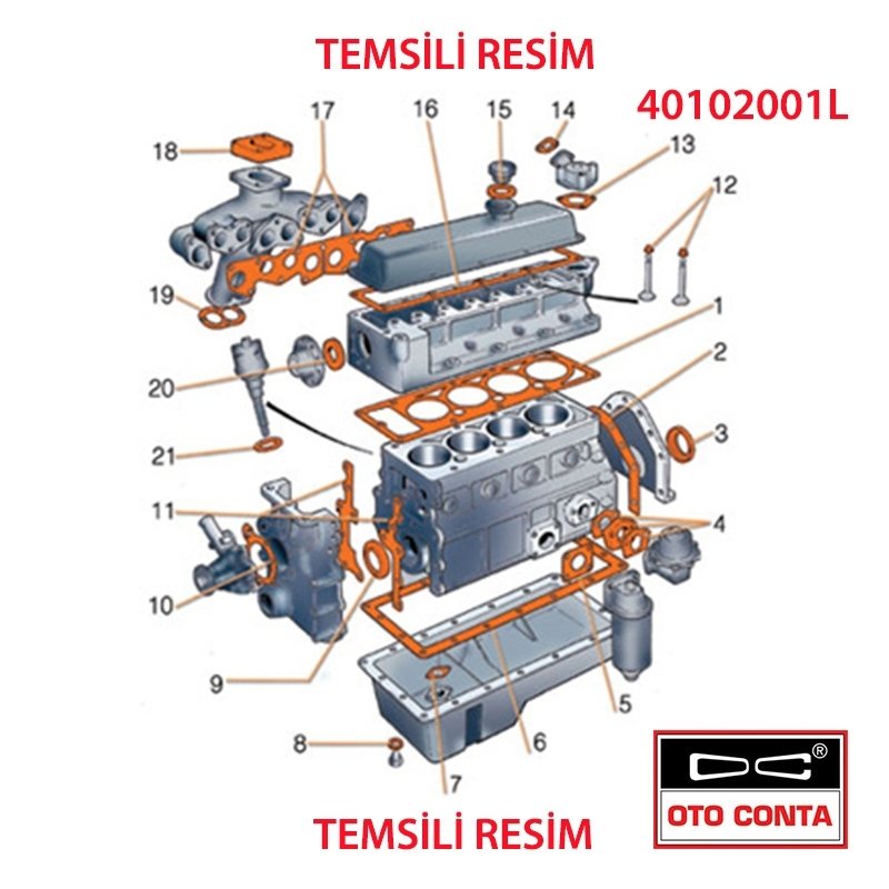 Motor Contası Takım Renault 12 Toros 1400 Özel Takviyeli Keçesiz Skc Lpg`Lı 1.40Mm