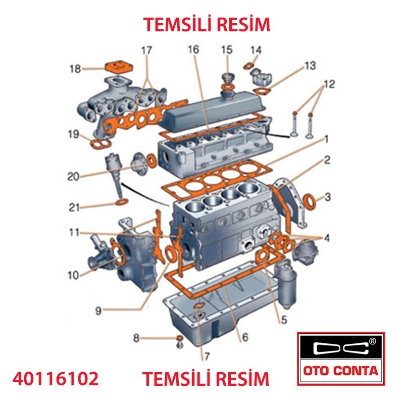 Renault 9 11 19 Clio Kangoo 1.4 Motor Contası Takım Alt + Üst Full Keçeli Oto Conta