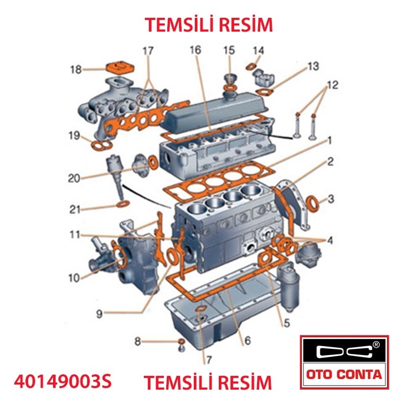 Motor Üst Takım Contası Renault Clio 2 Megane 1 Scenic R19 1.6 8V K7M 1.4 8V K7J Skt Keçeli Skc Lı Standart