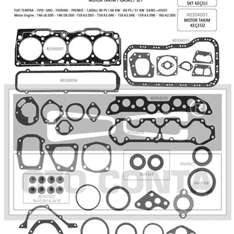 Motor Contası Takım Slx Tempra Tipo 1.80Mm Full Keçeli Subap Lastikli
