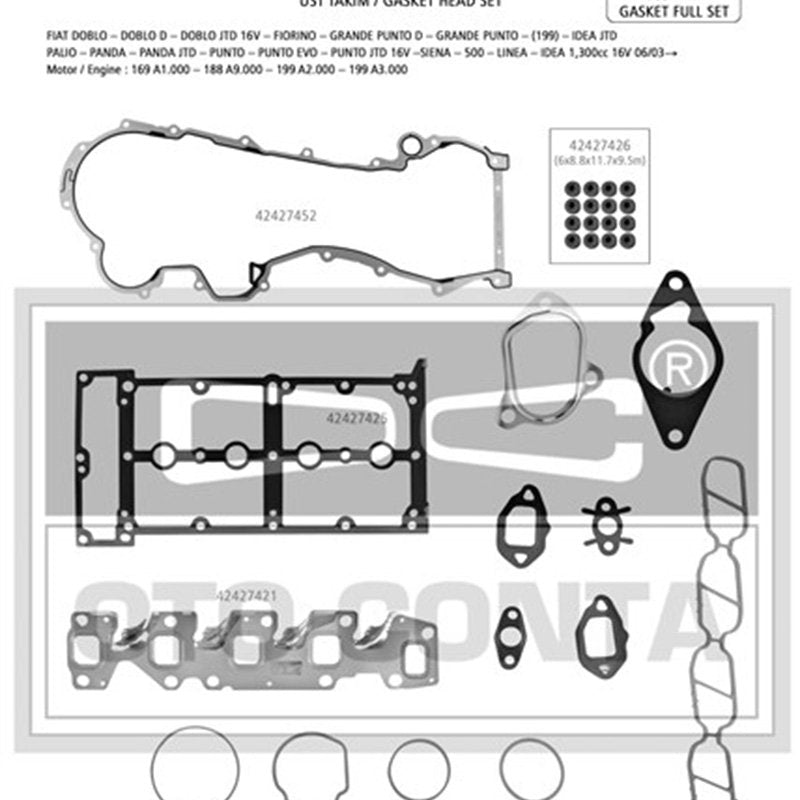 Motor Üst Takım Contası Albea Doblo Palio 1.3Mjt 16V Skc Sız Subap Lastikli