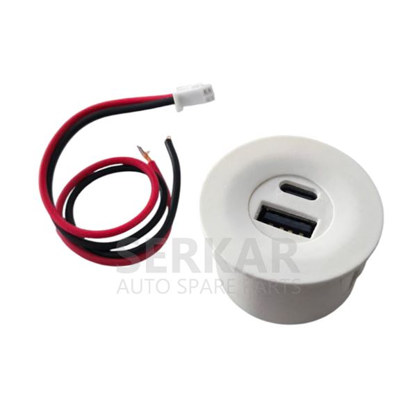 Universal Usb Ve Type C Şarj Giriş Kartı Beyaz Serkar 27620