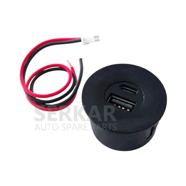 Universal USB ve Type C Şarj Giriş Kartı Siyah Serkar 27621